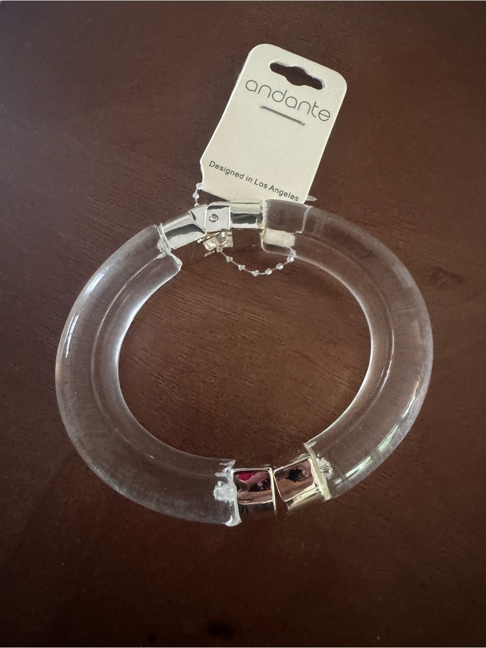 NWT Clear Lucite Acrylic Hinged Bangle Bracelet Modern Minimalist